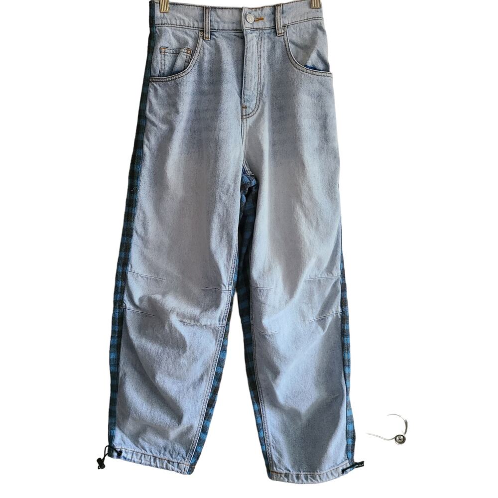 BDG Contrast Baggie‎ 90's Plaid Flannel Back Jeans OB1232044 Women's XS